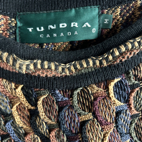 Vintage Tundra Canada 3D Textured Sweater Men Medium Cosby Cabincore Grandpacore - Picture 3 of 17