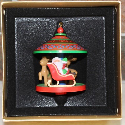 Vintage Hallmark 1980 Merry Carousel #3 Satas Reindeer Keepsake Ornament MIB