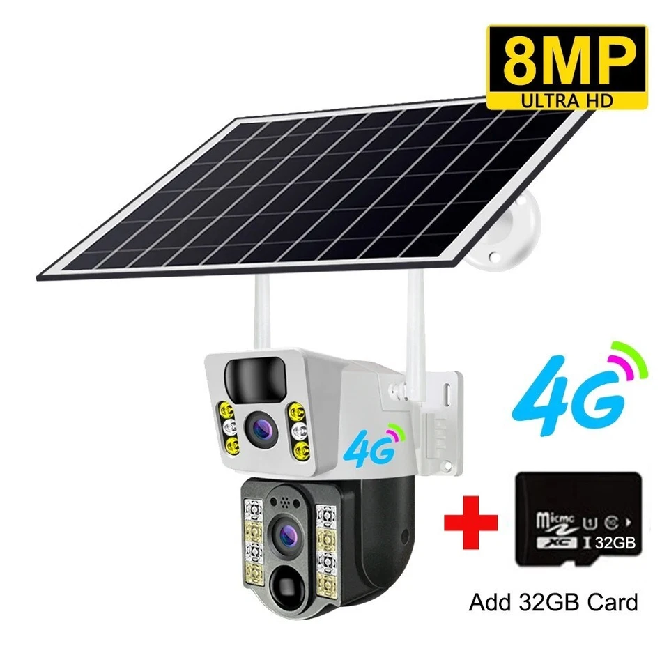 8MP 4K Wireless Solar Camera 4G Sim Outdoor Dual Lens Wifi IP Camera - Image 4 of 4