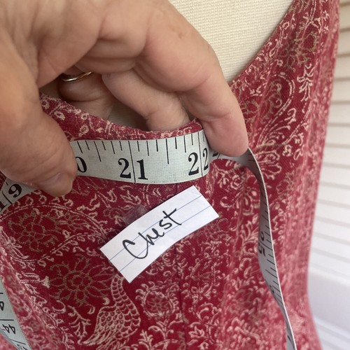 Sz 10P Liz Claiborne Liz Sport Sleeveless Long Maxi Dress Cotton Red Paisley EUC - Picture 13 of 22