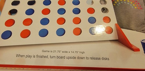 Giant 4 In A Row Game Wood Board - white with blue and red discs 21.75" x 14.75" - Picture 4 of 9