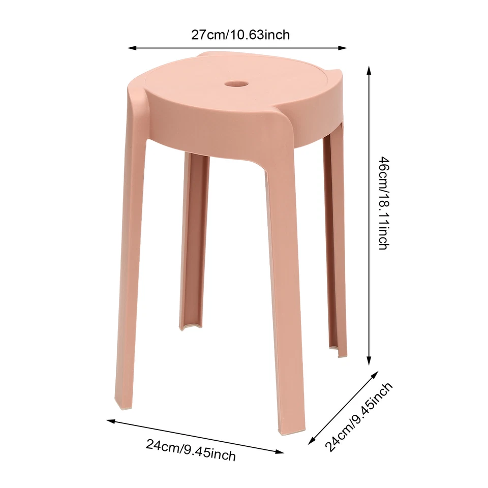 Plastic Stool Counter Kitchen Stools 18'' Set of 4 Backless Stackable Bar Stools - Image 4 of 4