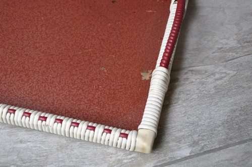 Vintge Retro 1950's Mid Century Coffee Tea Serving Tray + Handles Woven Surround - Picture 6 of 11