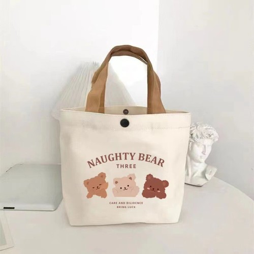 Cartoon Canvas Tote Bag Peach Lunch Bag Fashion Storage Bags Travel - Picture 13 of 14