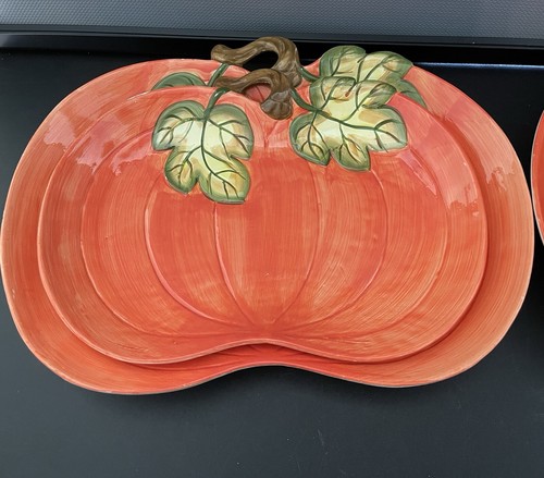 OTP 4 Platos de Decoración de Calabaza Cosecha 2 Tamaños Diferentes Gracias Otoño Rasguños - Imagen 4 de 22