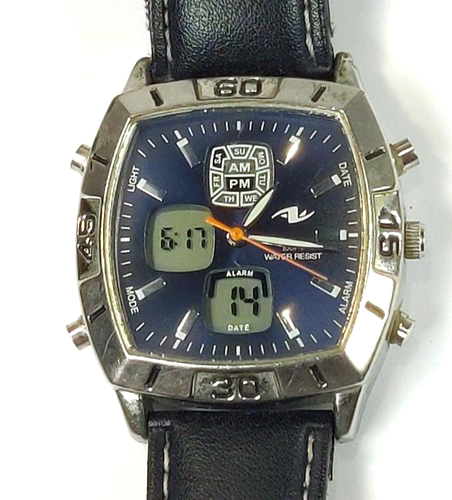 FMD ATHLETIC WORKS MENS WATCH; WR; DIGITAL & ANALOG; DATE; ALARM; LIGHT WORKS!