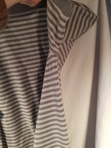 Polo para hombre Merona gris algodón a rayas cuello de 2 botones - talla mediana - Imagen 11 de 11
