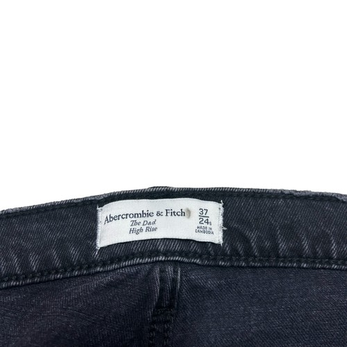 Abercrombie & Fitch Jeans Dad Womens 24 Short Black High Rise Distressed Baggy - Picture 8 of 9