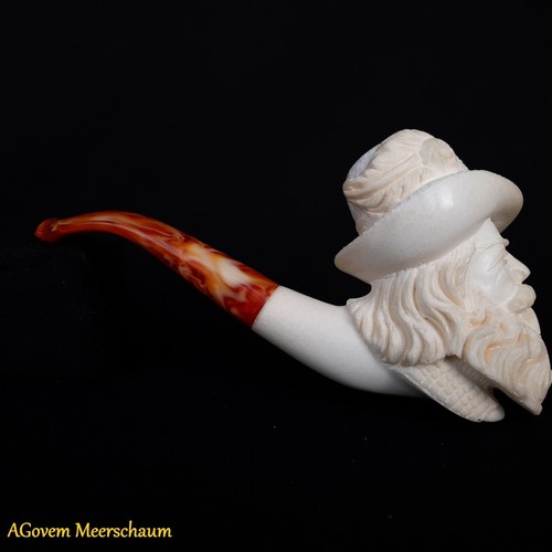 BAVERIAN handgeschnitzte echte Block Meerschaumpfeife Tabakpipa + Etui AGM-11 - Bild 5 von 12