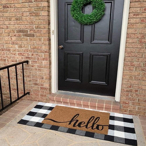 Buffalo Check Rug 23.6"x51.2" - Black & White Plaid for Home - Picture 3 of 7