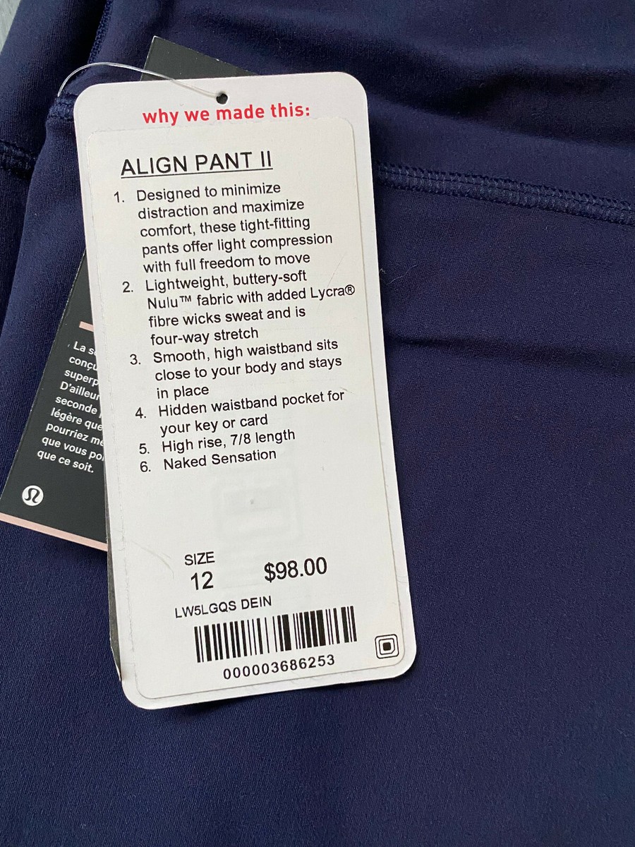 lululemon Align Pant II サイズ6 ネイビー Lululemon Align Pant II - Midnight Navy - lulu fanatics