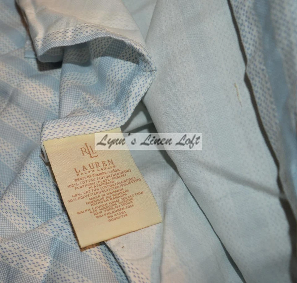 FALDA DE CAMA QUEEN RALPH LAUREN Harbor Island azul a rayas nueva rara Foto 3 de 4