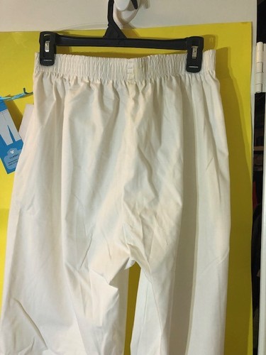 Landau Woman's Scrubs Pants Classic Relaxed Elastic Waist 8327 White 2 Pockets - Picture 6 of 8