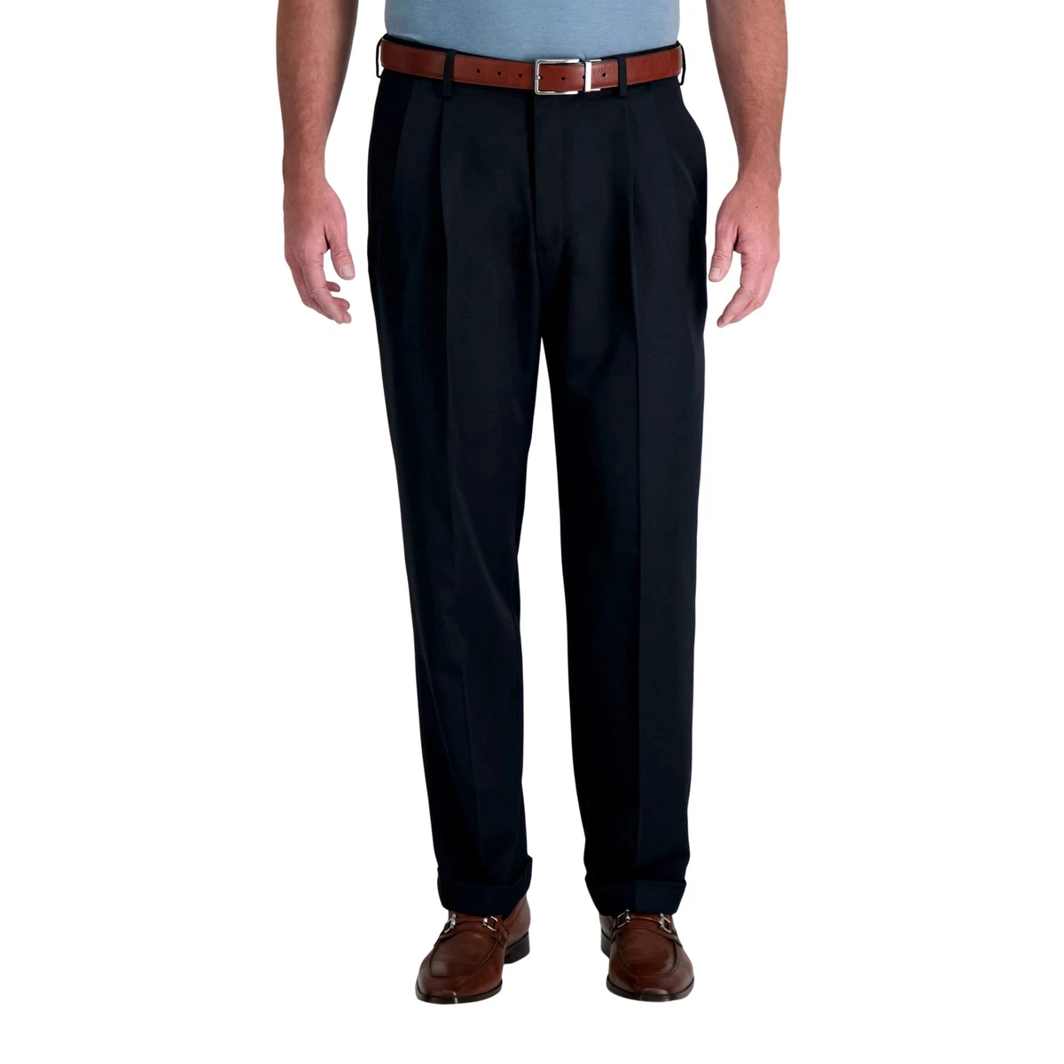 Haggar Mens Mynx Gabardine Hidden Expandable Waistband Classic Fit
