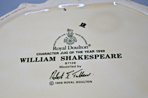 ROYAL DOULTON LARGE CHARACTER JUG WILLIAM SHAKESPEARE - D 7136 - Picture 10 of 11