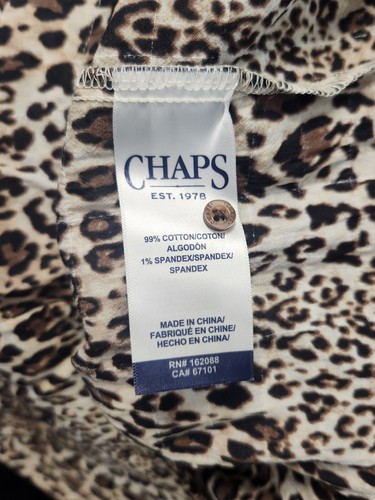 CHAPS Peasant Blouse Top Women 2XL Leopard Cheetah Stretch 3/4 Sleeve Tunic NWT - Picture 5 of 13