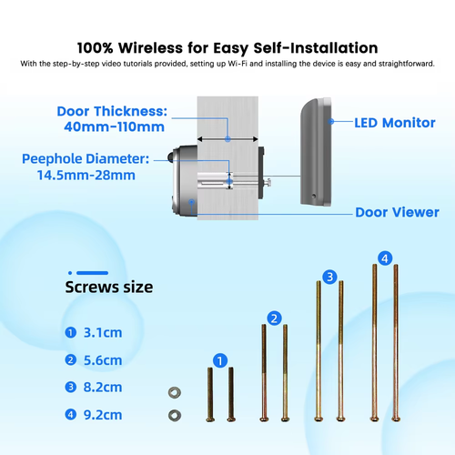 Smart 3MP Mini Digital Peephole Door Camera 2.4Ghz Wifi Infrared IR Night Vision - Picture 5 of 16