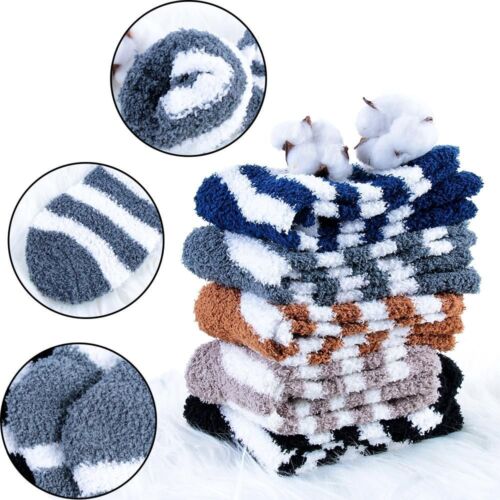 Soft Winter Warm Compression Coral Velvet Socks Sleepbed Sock Stripe Sox - Picture 1 of 17