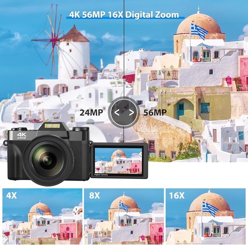 Student-Friendly 4K Digital Camera with 56MP, Dual Batteries & Creative Filters - Picture 4 of 9