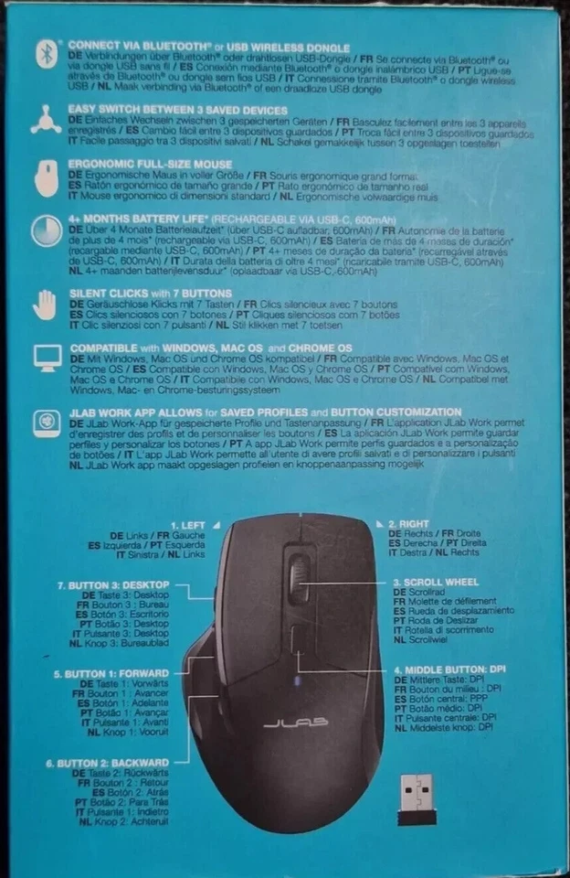 New! JBuds Wireless Mouse - Multi Device - Bluetooth & USB Connectivity - Image 2 of 2