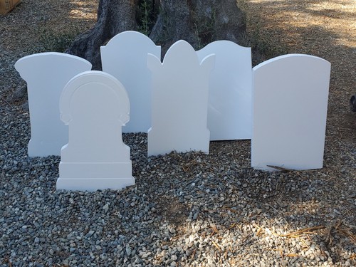 Set of 6 Haunted Mansion Shaped Tombstones / Headstones DIY Blank Foam - Picture 1 of 15