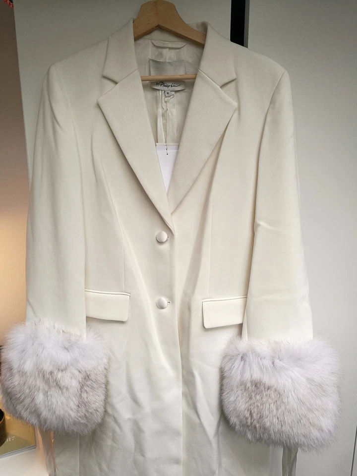 NWT 3.1 Phillip Lim white 100% Finnish fox fur sleeve coat US10/UK12/EU42 £1795 - Image 2 of 4