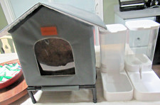 TIMSUNBER OUTDOOR CAT House INSULATED  ELEVATED  WATER  FOOD DISPENSERS