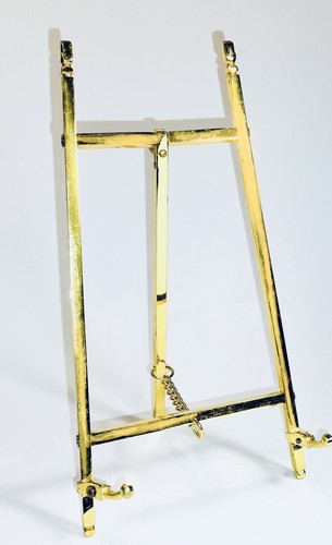 VTG Ornate MCM Hollywood Regency Style Shiny Gold Frame Mirror/Brass Easel - Picture 9 of 14