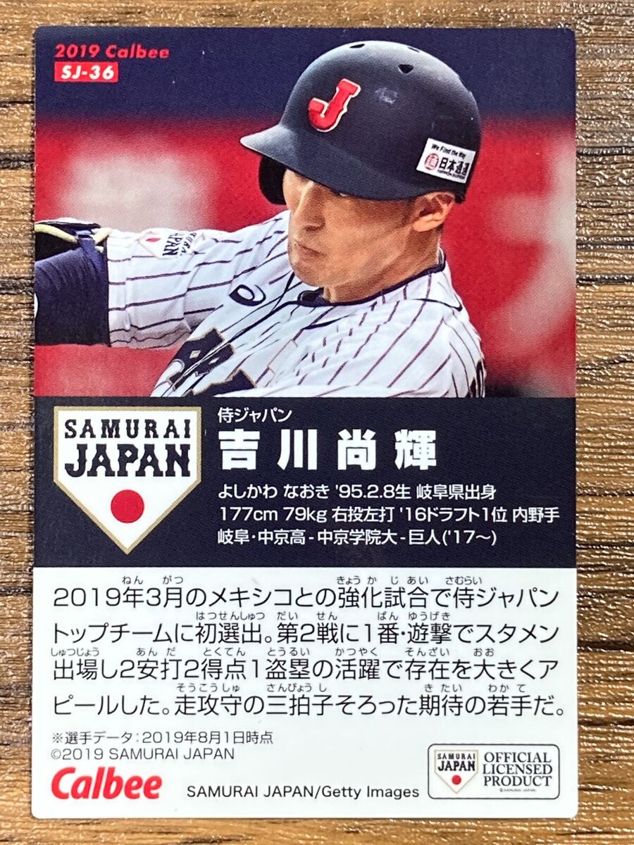 Calbee 2019 Samurai Japan Baseball Naoki Yoshikawa Card Calbee 2019 Samurai Japan Baseball Naoki Yoshikawa Card
