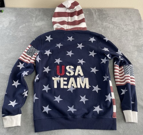 USA Team Hoodie Stars Stripes Flag Patriotic Embroidered Sz XL Pullover Citywear - Picture 10 of 10