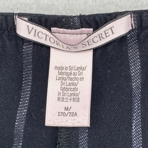 VICTORIA'S SECRET Pajama Set L LOVE 2 Piece Striped Cami Tank Top & Shorts Black - Picture 18 of 21