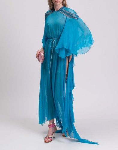 RRP€2100 ALBERTA FERRETTI Silk Chiffon Maxi Dress IT40 US4 UK8 S Made in Italy - Picture 2 of 10