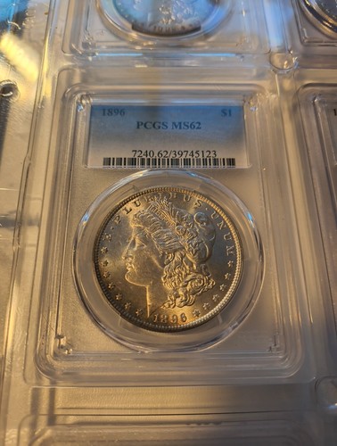 9 morgan silver dollars - all certified pcgs ms63 - in display case with binder - Picture 5 of 17