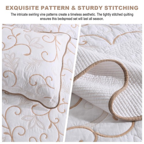 100% Cotton Oversized Bedspread Quilt Coverlet Set, 120"x120" Extra Large Kin... - Bild 5 von 7