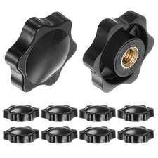 10pcs Star Knobs M8 Thread 32mm Head Non-Through Hole Clamping Handles Black