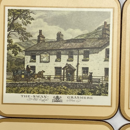 Pimpernel Drink Coasters Cork Back Lacquer Set of 6 Old English Inns 4" x 4" - Picture 2 of 14
