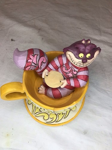 Jim Shore Cheshire Cat Tea Cup Figurine Mad Tea Party Disney Parks-Has Tiny Chip - Picture 6 of 8