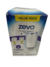 NEW Zevo Flying Insect Trap, Fly Trap 2 Devices + 2 Refills Cartridges