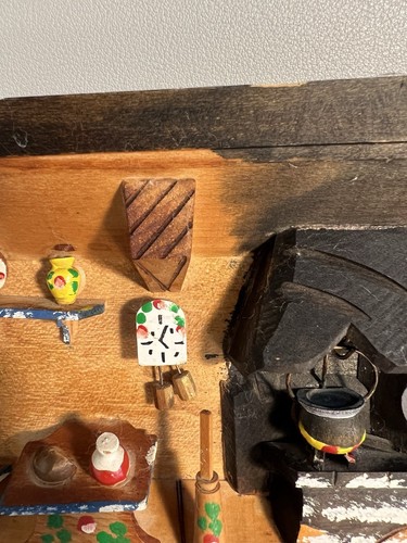 VINTAGE Wood Kitchen Diorama Painted Shadow Box Scene Wall Hanging East Germany - Picture 5 of 10