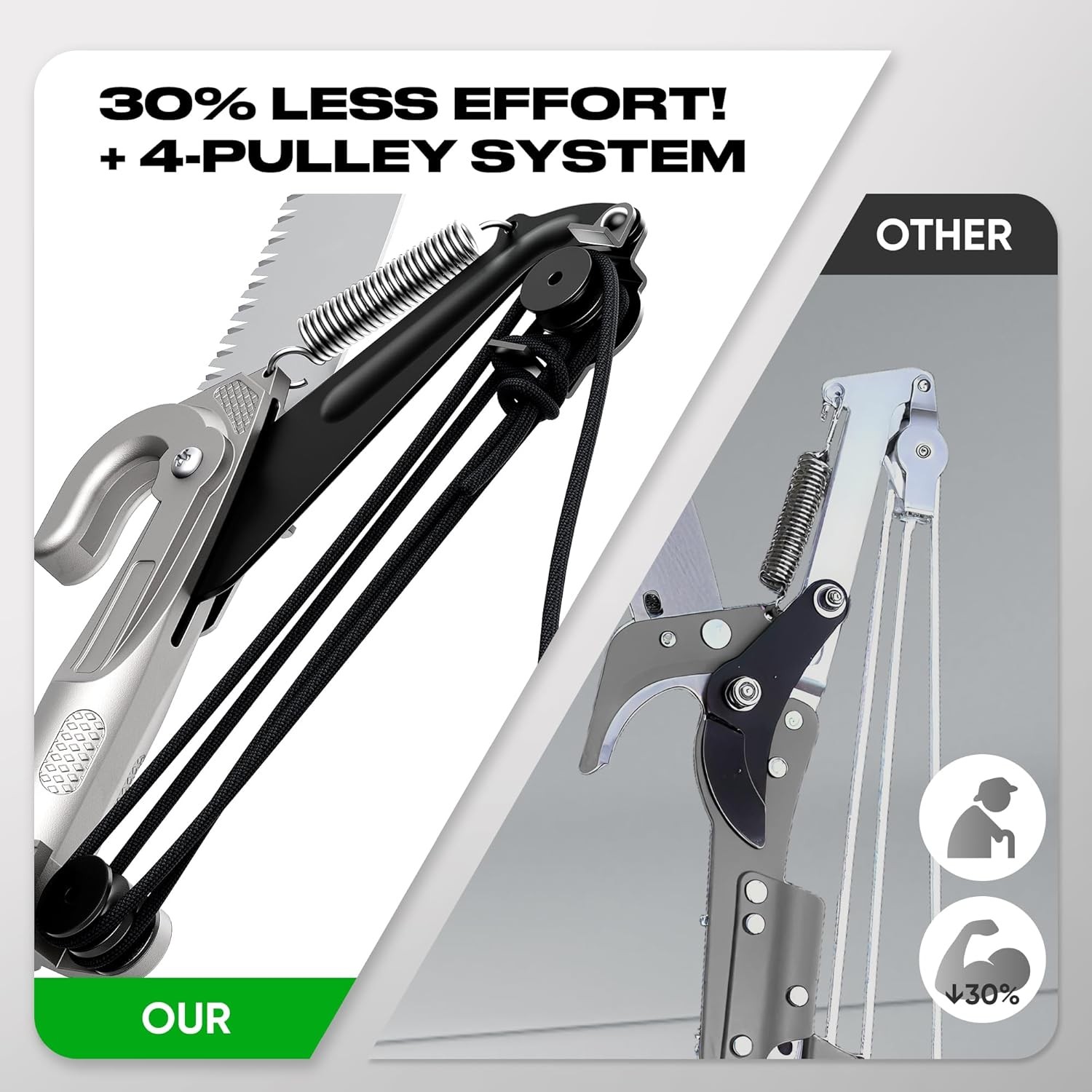 16.5foot telescoping tree pruner with 12section lightweight stainless steel pole