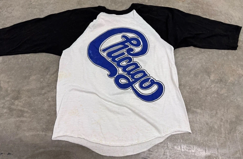 Vintage Chicago Band Shirt Mens Medium 1986/87 World Tour 80s Raglan 3/4 Sleeve - Image 2 of 4
