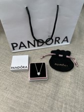 Pandora Elevated Heart Silver Necklace With Bag And Box