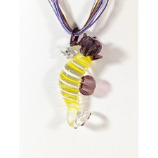 Artisan Blown Glass Seahorse Pendant Multi Cord Necklace 20 Inch Beach Boho