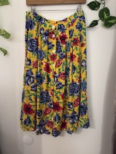 Vintage Chaus Floral Button Midi Skirt Rayon women s Size M Boho Skirt