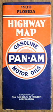 1930 Pan-Am Gasoline/Motor Oil Florida Road Map Orlando Miami Tampa Jacksonville