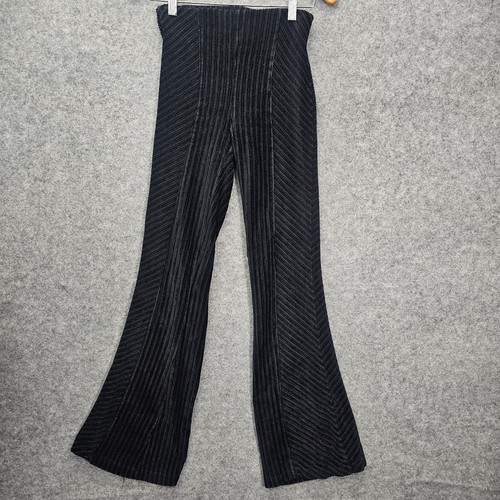 Free People Schlaghose Damen XS schwarz gerippt Samt Boho 70er Whimsigoth 24x30 - Bild 2 von 18