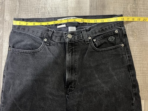 Harley Davidson Jeans Mens 33x30 Black Straight Denim Motorcycle Biker - Picture 3 of 8