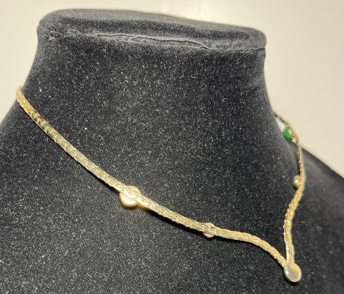 Vintage Sarah Coventry Faux Malachite  GoldTone Necklace 15” Fantastic Condition - Picture 11 of 11