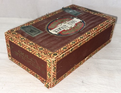 ANTIKER GOLD AUFKLEBER HOLZ ZIGARRENKISTE TABAK RAUCHEN WISCONSIN FACTORY SMOKE - Bild 6 von 10