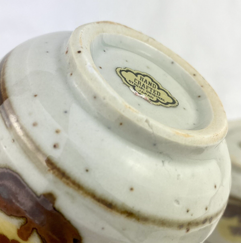 Set 4 Vintage OTAGIRI Tea Sake Cups Speckled Glaze Daisy Flowers Stoneware MCM - Picture 6 of 8